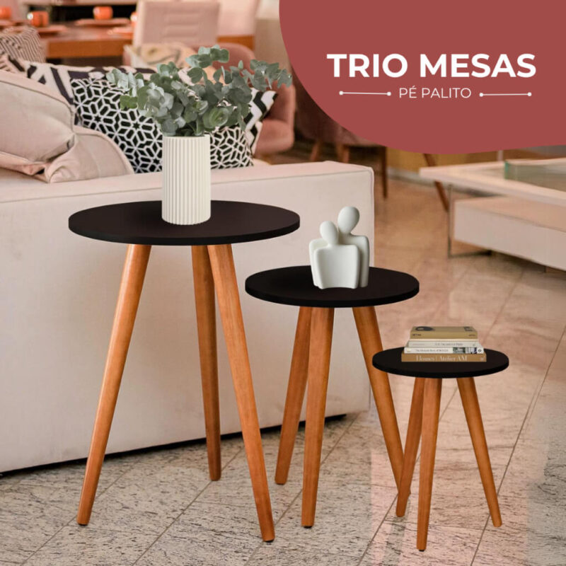 Kit Jogo de Mesas Lateral Redondas Palito Retro - Image 10